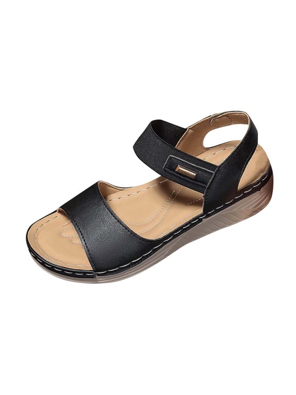 Women's Adjustable Strap Wedge Sandals Comfortable Platform Walking Shoes Casual Open Toe Summer Footwear with Arch Support Trendy Fashion Outdoor Beach Sandals