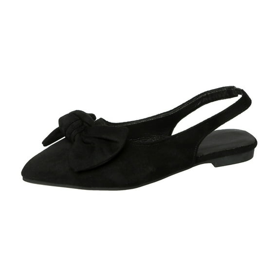 RUIYANQI Women's Bow Decor Slingback Flats Pointed Toe Ballet Shoes Trendy Casual Footwear Comfortable Slip On Dress Shoes for Party Black Women Sandal