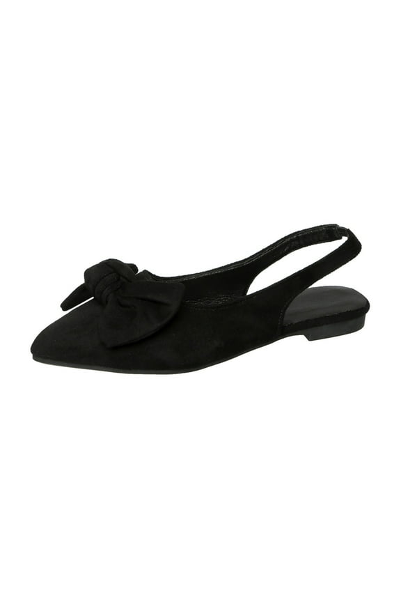 Women's Bow Decor Slingback Flats Pointed Toe Ballet Shoes Trendy Casual Footwear Comfortable Slip On Dress Shoes for Party Black Women Sandal