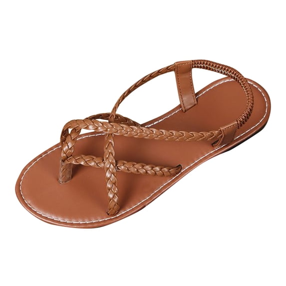 RUIYANQI Women's Braided Strap Flat Sandals Open Toe Summer Beach Shoes Casual Strappy Flip Flops Comfortable Outdoor Walking Sandals for Vacation Party Trendy Fashion Footwear Multiple Colors