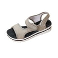 thumbnail image 1 of RUIYANQI Women's Breathable Mesh Platform Sandals,Adjustable Hook - Loop Strap Open - Toe Shoes,Comfortable Casual Summer Footwear in Multiple Colors Khaki Women Sandal, 1 of 9