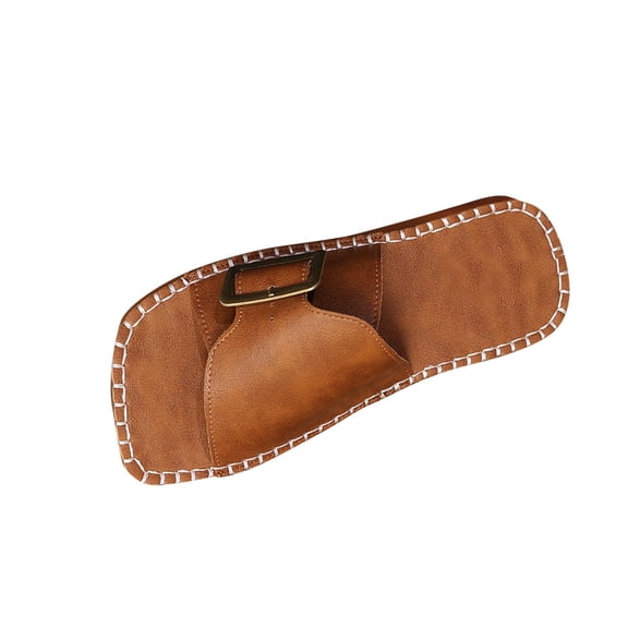 RUIYANQI Women's Buckle Strap Slide Sandals Square Toe Flat Shoes Trendy Fashion Casual Walking Footwear for Summer Beach Outdoor Daily Wear Multiple Solid Colors Comfortable Open Toe Mules