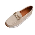 thumbnail image 1 of RUIYANQI Women's Chain Decor Loafers Slip On Casual Shoes Comfortable Flat Moccasins Trendy Pearl Anklet Match Footwear Daily Walking Shoes Khaki Women Sandal, 1 of 8