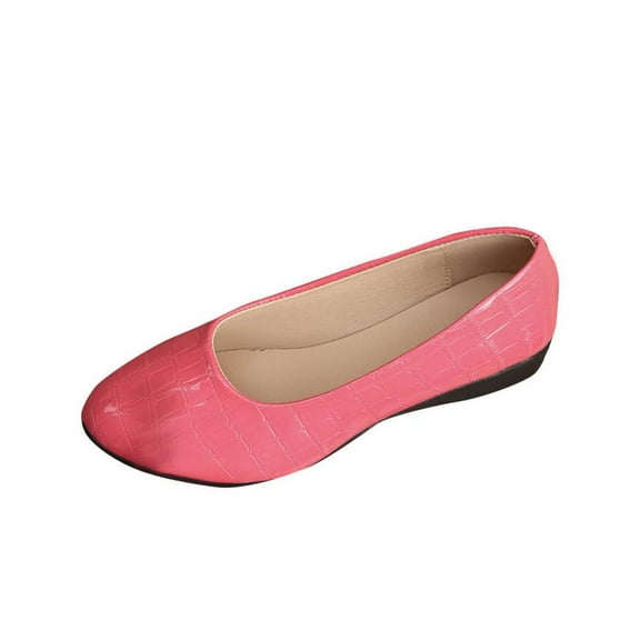 RUIYANQI Women's Crocodile Embossed Ballet Flats Round Toe Slip On Shoes Comfortable Casual Walking Flats Trendy Fashion Patent Leather Footwear for Office Daily Wear