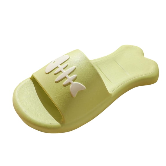 RUIYANQI Women's Cute Home Slippers,Soft Plastic Material with Adorable Cartoon Fishbone Pattern for Indoor Wear Green Women Sandal