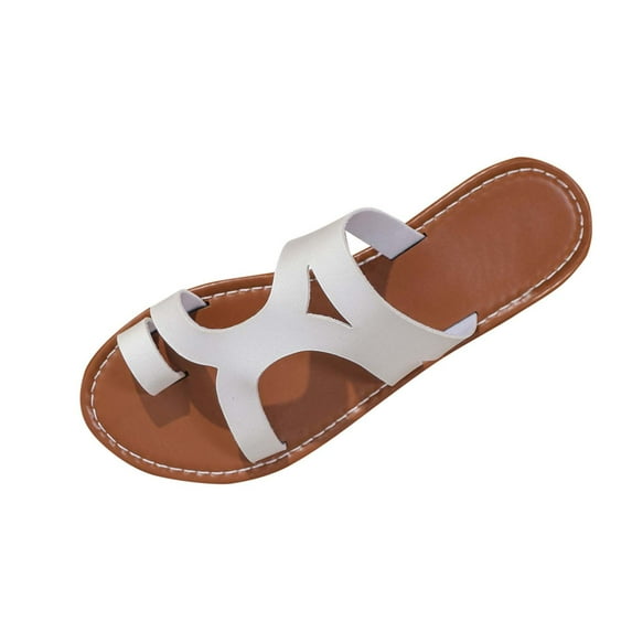 RUIYANQI Women's Cutout Strap Flat Sandals Open Toe Summer Beach Shoes Casual Outdoor Walking Slides Trendy Fashion Footwear with Comfortable Sole Solid Colors for Daily Wear