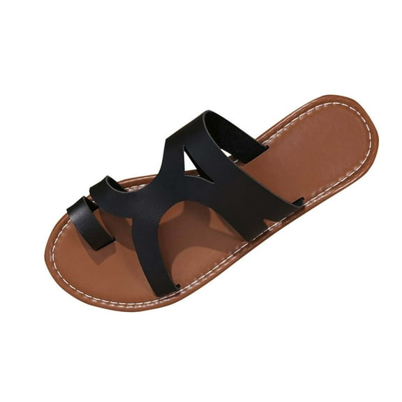 RUIYANQI Women's Cutout Strap Flat Sandals Open Toe Summer Beach Shoes Casual Outdoor Walking Slides Trendy Fashion Footwear with Comfortable Sole Solid Colors for Daily Wear