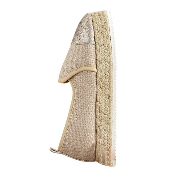 RUIYANQI Women's Espadrille Platform Loafers Glitter Toe Cap Slip On Flats Casual Summer Shoes Breathable Comfortable Thick Sole Walking Shoes for Beach Outdoor Trendy Fashion Footwear