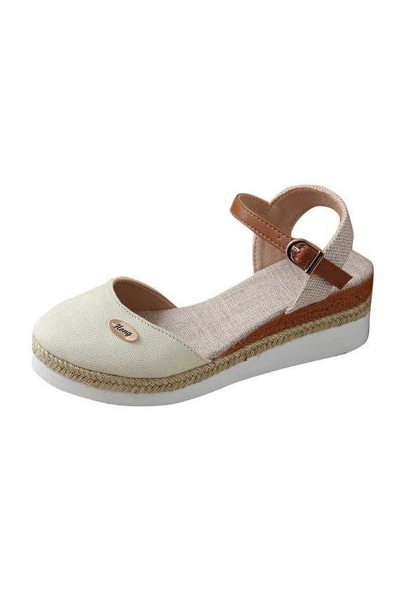 Women's Espadrille Wedge Sandals Ankle Strap Buckle Closure Shoes Trendy Fashion Summer Beach Footwear Comfortable Platform Mary Jane Style for Outdoor Daily Wear