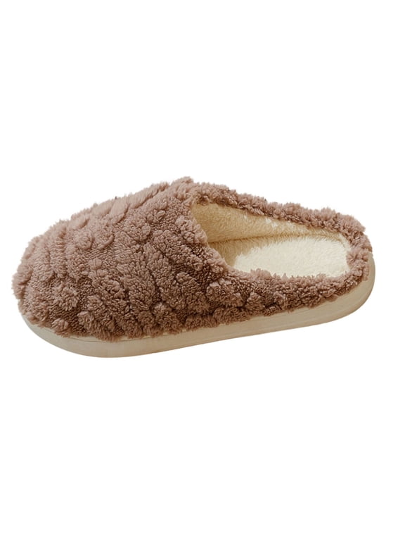 Women's Fluffy Bubble Slippers Soft Plush House Slides Cozy Indoor Footwear Trendy Winter Warm Slip On Shoes Non Slip Comfortable Coffee Women Sandal