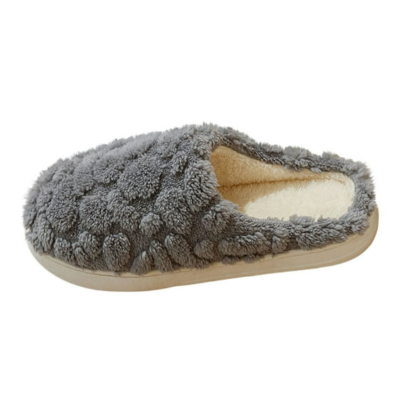 RUIYANQI Women's Fluffy Bubble Slippers Soft Plush House Slides Cozy Indoor Footwear Trendy Winter Warm Slip On Shoes Non Slip Comfortable Gray Women Sandal