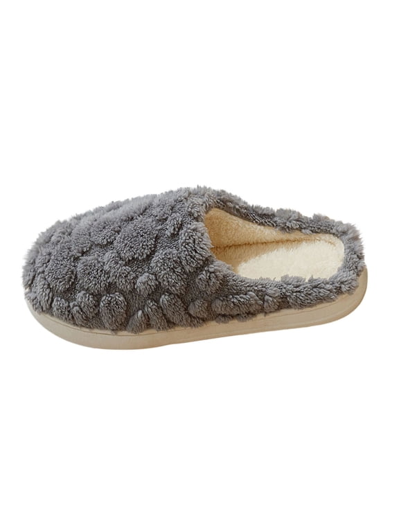 Women's Fluffy Bubble Slippers Soft Plush House Slides Cozy Indoor Footwear Trendy Winter Warm Slip On Shoes Non Slip Comfortable Gray Women Sandal