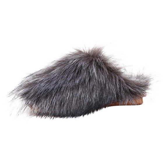 RUIYANQI Women's Furry Slides Plush Fluffy Open Toe Slip On Slippers Soft Warm Cozy Indoor Outdoor Sandals Multi Color Winter House Shoes For Women Gray Women Sandal