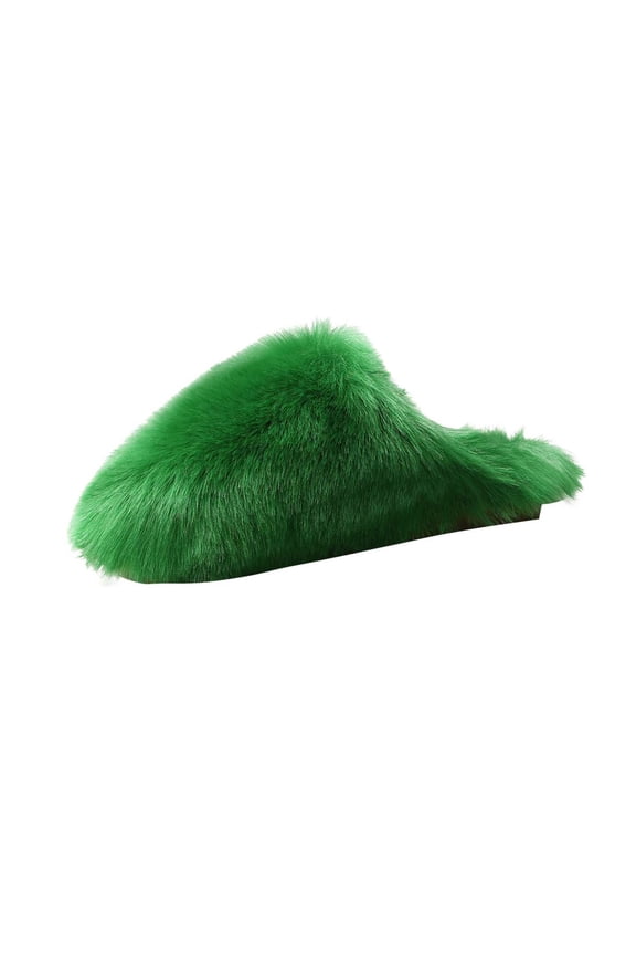 Women's Fuzzy Slippers Plush Fluffy Open Toe Slip On House Shoes Soft Warm Cozy Indoor Outdoor Slides Multi Color Winter Slippers For Women Green Women Sandal