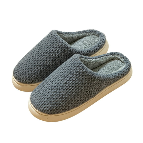 RUIYANQI Women's House Slippers Textured Knit Design Cozy Slip - On Anti - Slip Sole Warm Indoor Winter Shoes For Women Gray Women Sandal