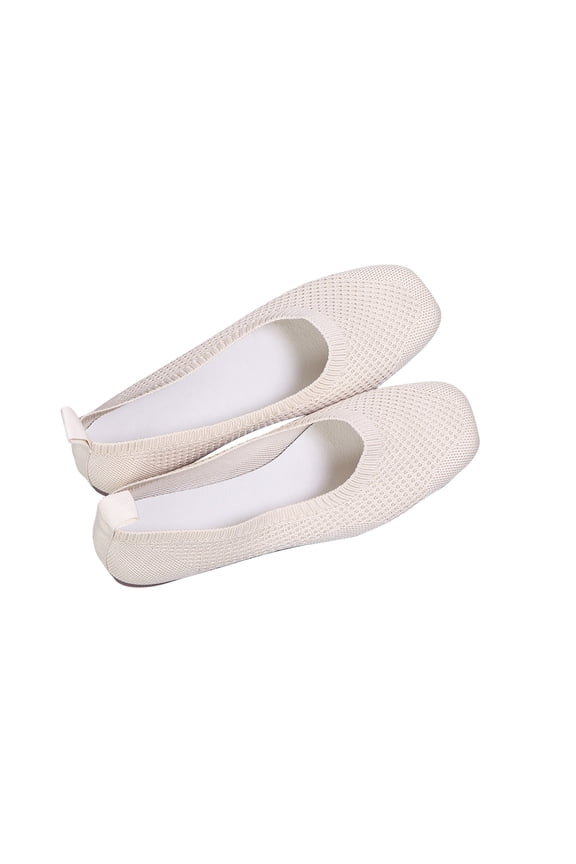 Women's Knit Ballet Flats Breathable Slip On Loafers Comfortable Casual Walking Shoes Trendy Fashion Lightweight Footwear for Office Daily Wear Stretchable Fabric Design