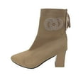 thumbnail image 1 of RUIYANQI Women's Knit Sock Ankle Boots Rhinestone Accent Block Heel Booties Trendy Fall Winter Footwear Fashion Party Shoes Comfortable Khaki Women Sandal, 1 of 9