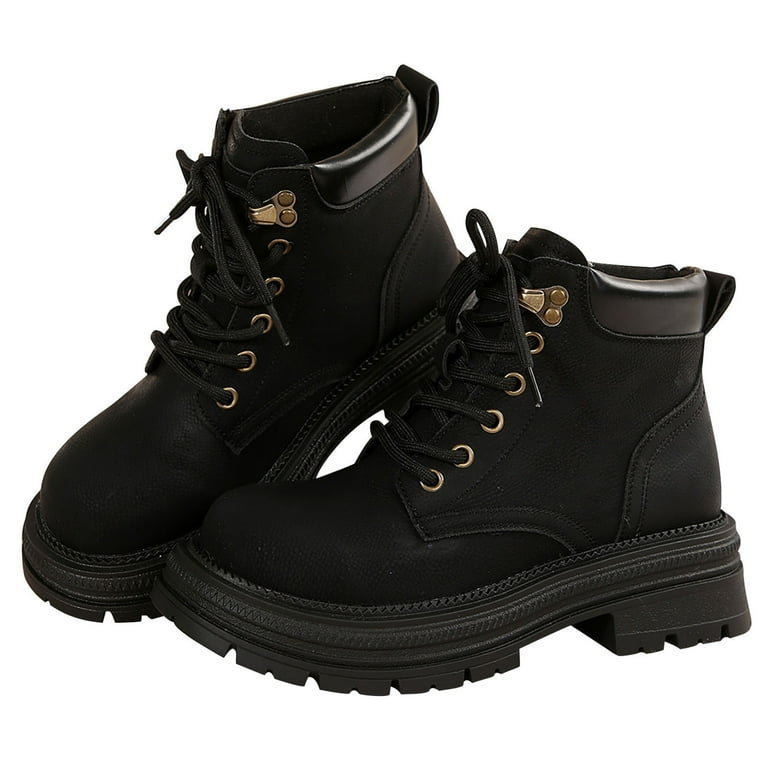 RUIYANQI Women's Lace Up Chunky Heel Ankle Boots Rugged Outdoor - Main Image