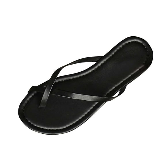 RUIYANQI Women's Minimalist Toe - Thong Flat Slides,Casual Open - Toe Summer Sandals in Solid Colors for Everyday Wear Black Women Sandal