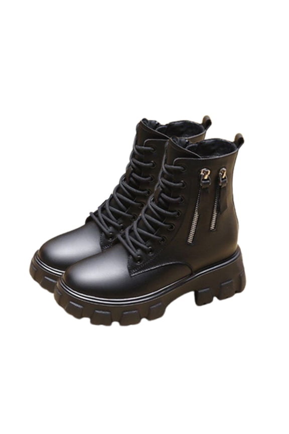 Women's Moto Ankle Boots Chunky Heel Buckle Strap Faux Leather Fashion Winter Biker Boots for Women Black Women Sandal