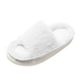 thumbnail image 1 of RUIYANQI Women's Open Toe Fuzzy Slippers - Cozy Plush House Shoes, Soft Indoor Outdoor Slides, Trendy Fluffy Footwear, Comfortable Non Slip Slippers White Women Sandal, 1 of 5