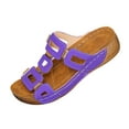 thumbnail image 1 of RUIYANQI Women's Open Toe Slide Sandals Cutout Design Comfortable Wedge Heel Summer Beach Shoes Casual Outdoor Footwear Trendy Vacation Sandals Purple Women Sandal, 1 of 9