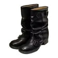 thumbnail image 1 of RUIYANQI Women's PU Leather Mid - Calf Boots Buckle Strap Chunky Heel Casual Fall Winter Shoes Retro Motorcycle Booties For Women Black Women Sandal, 1 of 9