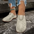 thumbnail image 1 of RUIYANQI Women's Perforated Leather Mules Slip On Design Studded Decor Open Back Footwear Comfortable Walking Shoes Trendy Fashion Casual Clogs White Women Sandals, 1 of 6