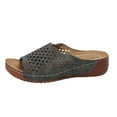 thumbnail image 1 of RUIYANQI Women's Perforated Slide Sandals Comfortable Open Toe Mules Breathable Flat Slippers Trendy Fashion Casual Footwear for Summer Beach Indoor Outdoor Gray Women Sandal, 1 of 9