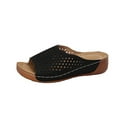 thumbnail image 1 of RUIYANQI Women's Perforated Slide Sandals Comfortable Open Toe Mules Breathable Flat Slippers Trendy Fashion Casual Footwear for Summer Beach Indoor Outdoor Black Women Sandal, 1 of 9