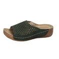 thumbnail image 1 of RUIYANQI Women's Perforated Slide Sandals Comfortable Open Toe Mules Breathable Flat Slippers Trendy Fashion Casual Footwear for Summer Beach Indoor Outdoor Green Women Sandal, 1 of 9