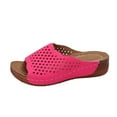 thumbnail image 1 of RUIYANQI Women's Perforated Slide Sandals Comfortable Open Toe Mules Breathable Flat Slippers Trendy Fashion Casual Footwear for Summer Beach Indoor Outdoor Pink Women Sandal, 1 of 9