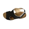 thumbnail image 1 of RUIYANQI Women's Perforated Wedge Sandals Open Toe Adjustable Strap Shoes Trendy Summer Casual Footwear Comfortable Mid Heel Design Breathable Daily Wear Black Women Sandal, 1 of 9
