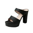 thumbnail image 1 of RUIYANQI Women's Platform High Heel Slide Sandals Double Strap Peep Toe Shoes Trendy Fashion Dressy Footwear for Party Club Night Out Comfortable Chunky Heel Mules Black Women Sandal, 1 of 8