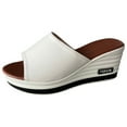 thumbnail image 1 of RUIYANQI Women's Platform Wedge Slide Sandals Open Toe Slip On Shoes Trendy Fashion Thick Sole Footwear Comfortable Casual Walking Sandals for Summer Beach Party White Women Sandal, 1 of 6