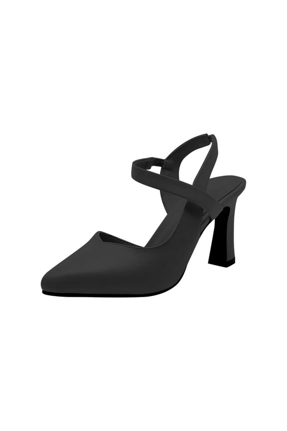 Women's Pointed Toe Slingback Pumps Strappy High Heel Shoes Elegant Formal Dress Shoes for Party Wedding Office Trendy Fashion Slip On Footwear Black Women Sandal