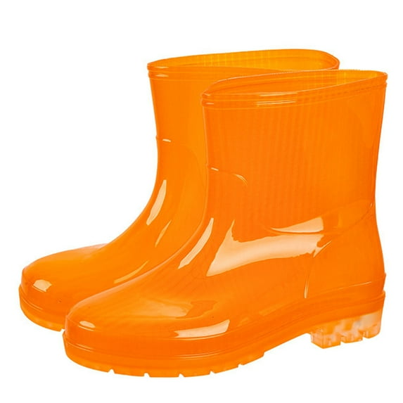 RUIYANQI Women’s Rain Boots Waterproof PVC Rain Shoes Colorful Transparent Jelly Booties Non Slip Outdoor Garden Puddle Shoes for Women Cute Stylish Rainwear Orange Women Sandal
