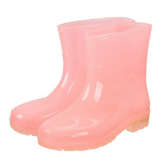 RUIYANQI Women’s Rain Boots Waterproof PVC Rain Shoes Colorful Transparent Jelly Booties Non Slip Outdoor Garden Puddle Shoes for Women Cute Stylish Rainwear Pink Women Sandal