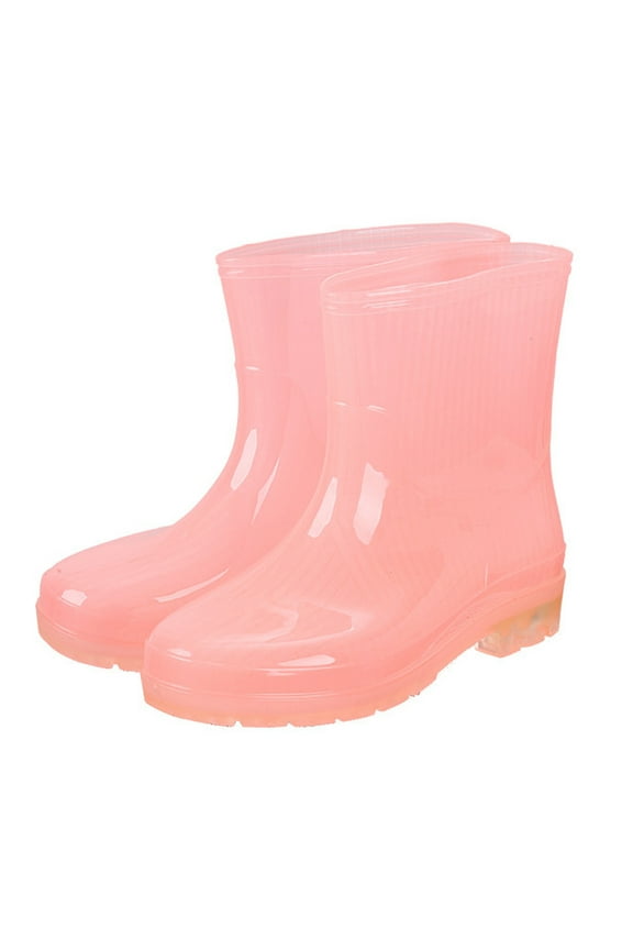 Women’s Rain Boots Waterproof PVC Rain Shoes Colorful Transparent Jelly Booties Non Slip Outdoor Garden Puddle Shoes for Women Cute Stylish Rainwear Pink Women Sandal