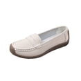 thumbnail image 1 of RUIYANQI Women's Slip On Loafers Comfortable Leather Moccasins Casual Flat Shoes Round Toe Driving Shoes Trendy Daily Work Footwear Beige Women Sandal, 1 of 9