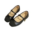thumbnail image 1 of RUIYANQI Women's Square Toe Mary Jane Flats Buckle Strap Patent Leather Low Heel Retro Casual Dress Shoes For Women Black Women Sandal, 1 of 7