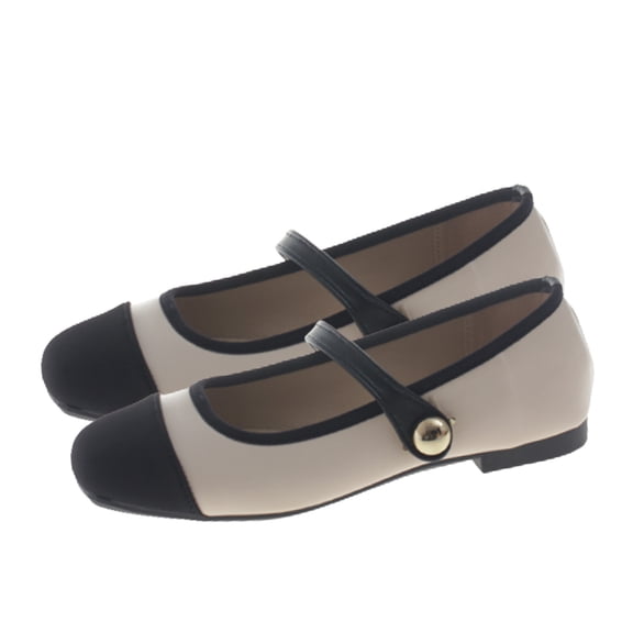 RUIYANQI Women's Square Toe Mary Jane Flats Buckle Strap Patent Leather Low Heel Retro Casual Dress Shoes For Women White Women Sandal