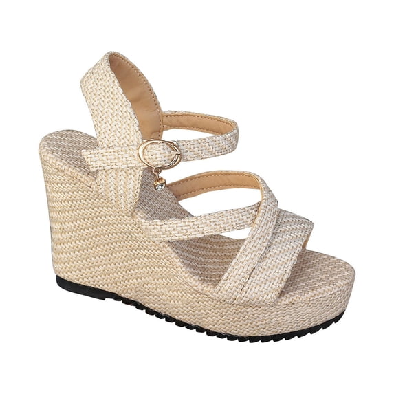 RUIYANQI Women's Strappy Espadrille Wedge Sandals Ankle Strap Platform Shoes Trendy Fashion Summer Beach Footwear Comfortable Casual Walking Heels for Outdoor Daily Wear Design Adjustable Buckle