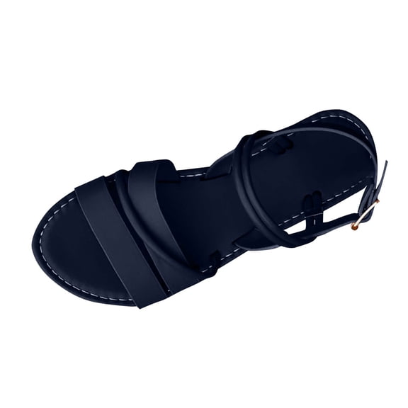RUIYANQI Women's Strappy Flat Sandals Open Toe Adjustable Buckle Casual Summer Beach Shoes Comfortable Dressy Sandals For Women Black Women Sandal