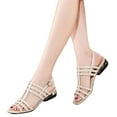 thumbnail image 1 of RUIYANQI Women's Strappy Patent Leather Sandals Open Toe Low Heel Shoes Trendy Fashion Casual Walking Footwear Adjustable Buckle Strap Dressy Sandals for Summer Outdoor Daily Wear, 1 of 4