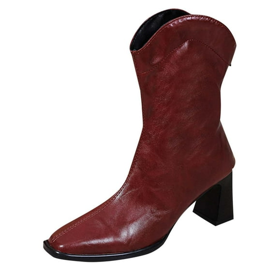 RUIYANQI Women's Suede Ankle Boots - Buckle Strap Side Zip Booties, Trendy Western Cowgirl Footwear, Stylish Low Heel Casual Shoes, Comfortable Fall Winter Pumps