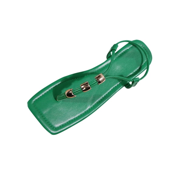RUIYANQI Women's Toe - Thong Flat Sandals,Stylish Summer Footwear with Metal Bead Accents for Daily & Vacation Wear Green Women Sandal