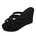 thumbnail image 1 of RUIYANQI Women's Wedge Slide Sandals Crisscross Strap Platform Heel Open Toe Summer Casual Beach Shoes Non Slip Comfortable Dressy Sandals For Women Black Women Sandal, 1 of 4
