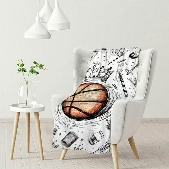 RUIYC Basketball Blanket Cozy Basketball Throws Blankets Unique Funny Plush Theme Decor Bedding Living Room Bedroom for Ball Lovers Kids Boys Girls Women Men Gifts