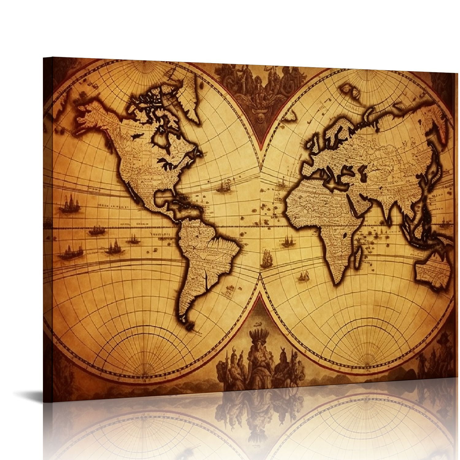 RUIYC - Canvas Wall Art Antique Vintage Canvas Map of The World Large ...